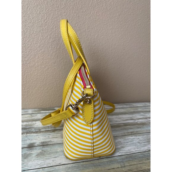 Dooney & Bourke Zip Zip Dome Satchel Sunflower Stripe Coated Canvas Purse - Picture 5 of 16